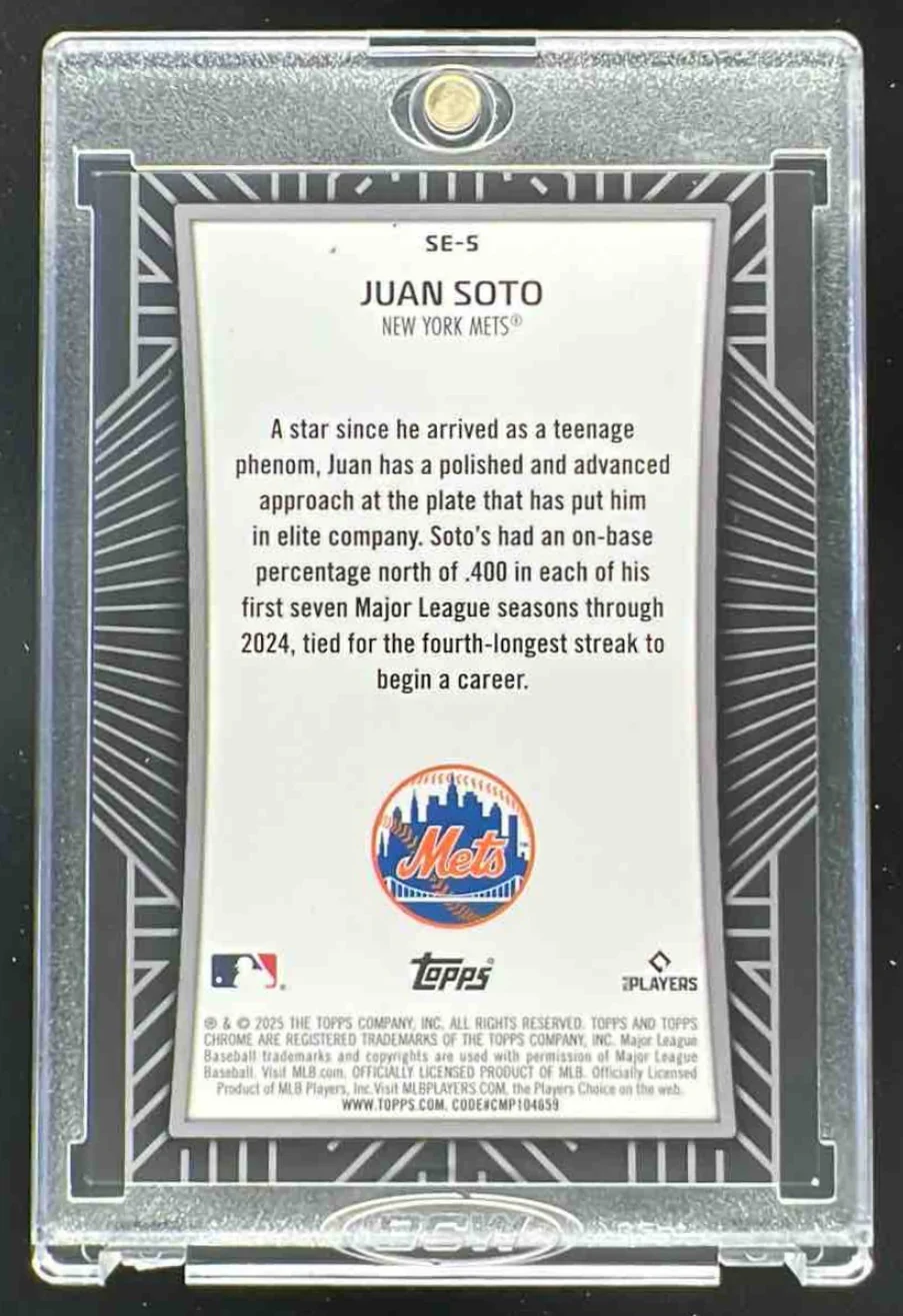 2025 Topps Chrome Shadow Etch Orange Refractor #SE-5 Juan Soto /25 - Image 2