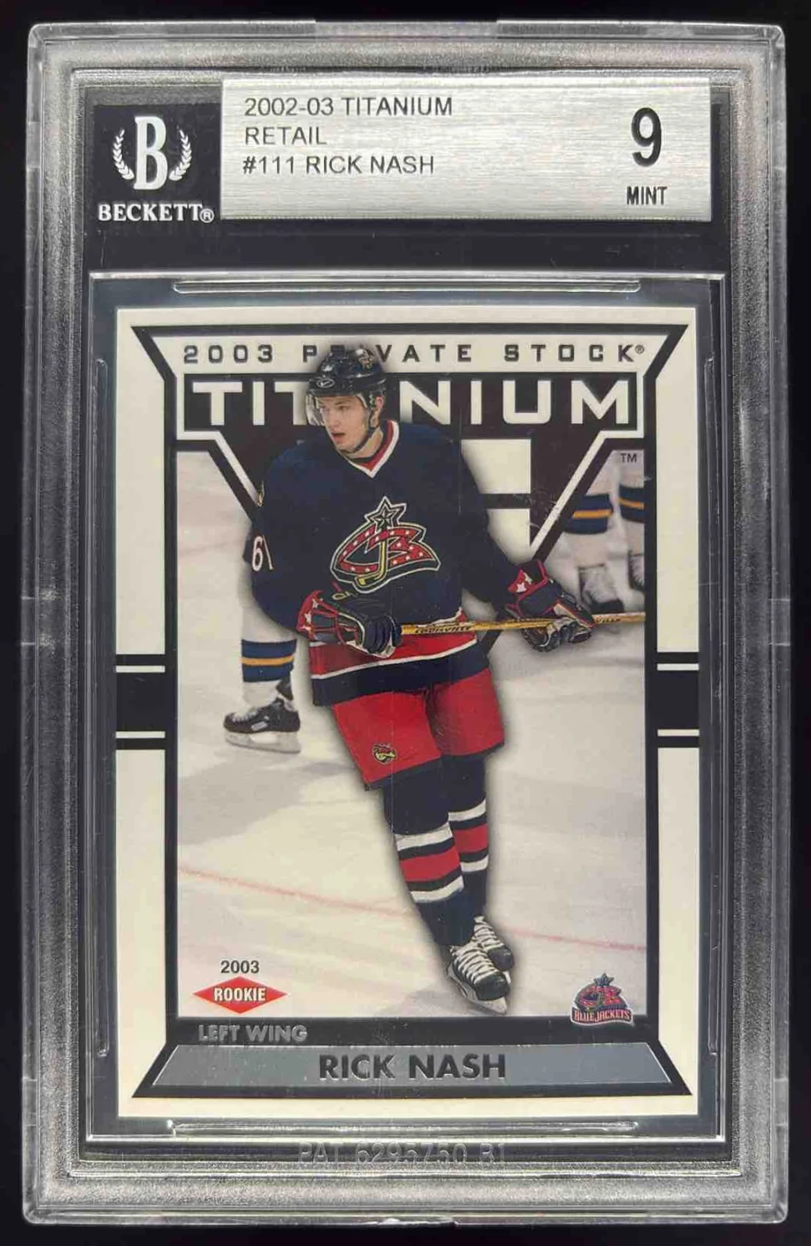 2002 Pacific Private Stock Titanium Retail #111 Rick Nash Rookie RC /1475 BGS 9
