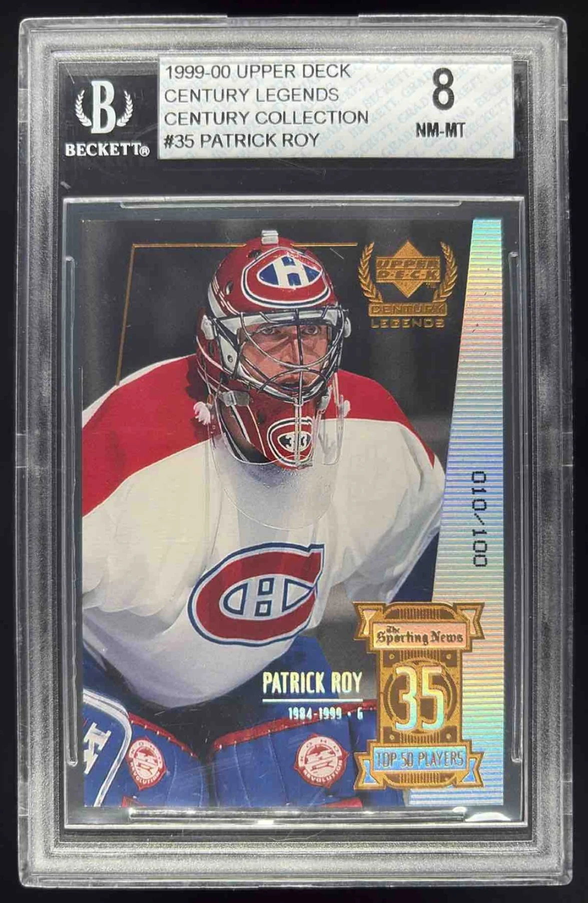 1999-00 Upper Deck Century Legends Century Collection #35 Patrick Roy /100 BGS 8