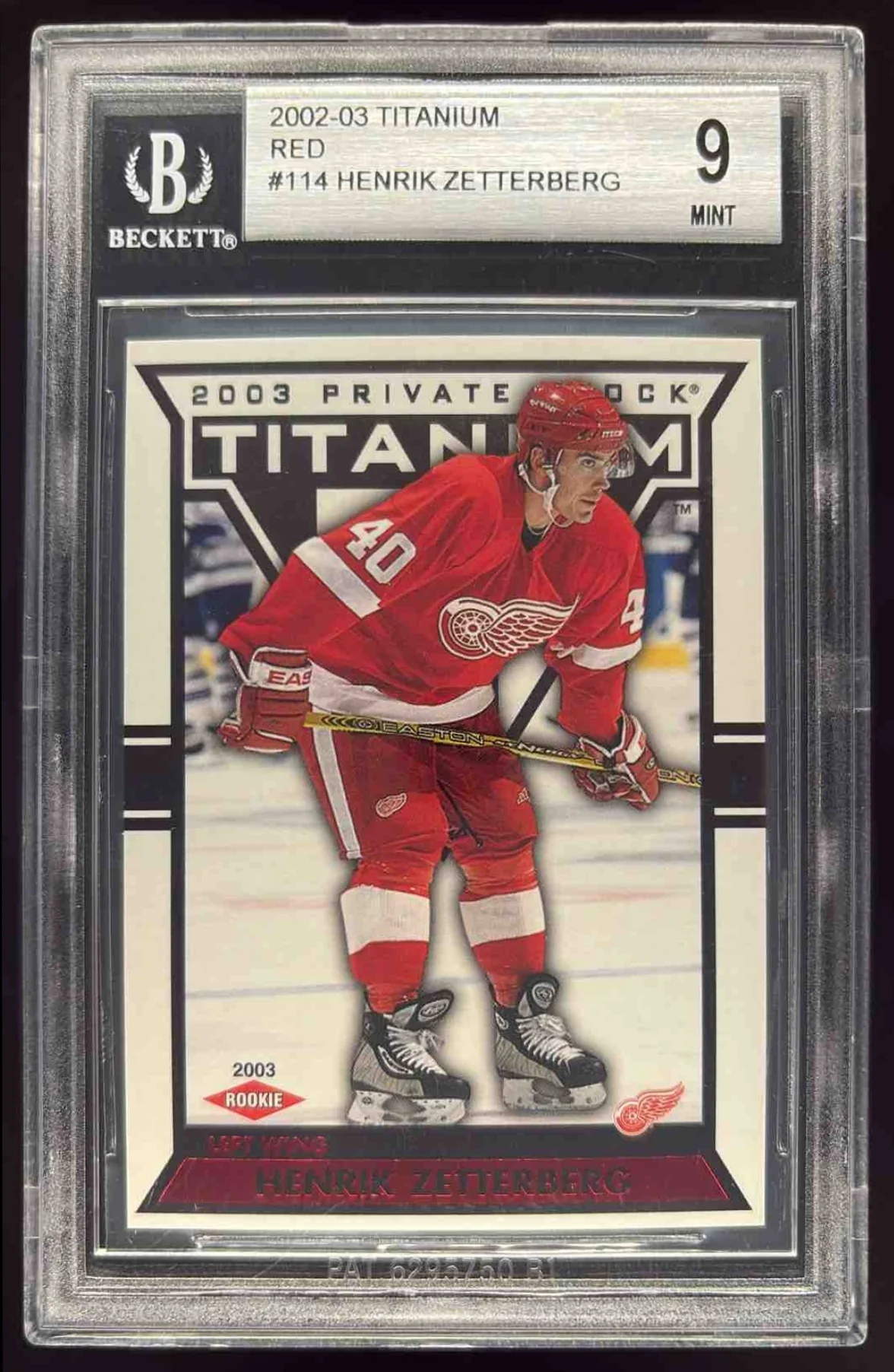 2002-03 Pacific Private Stock Titanium Red #114 Henrik Zetterberg RC /299 BGS 9