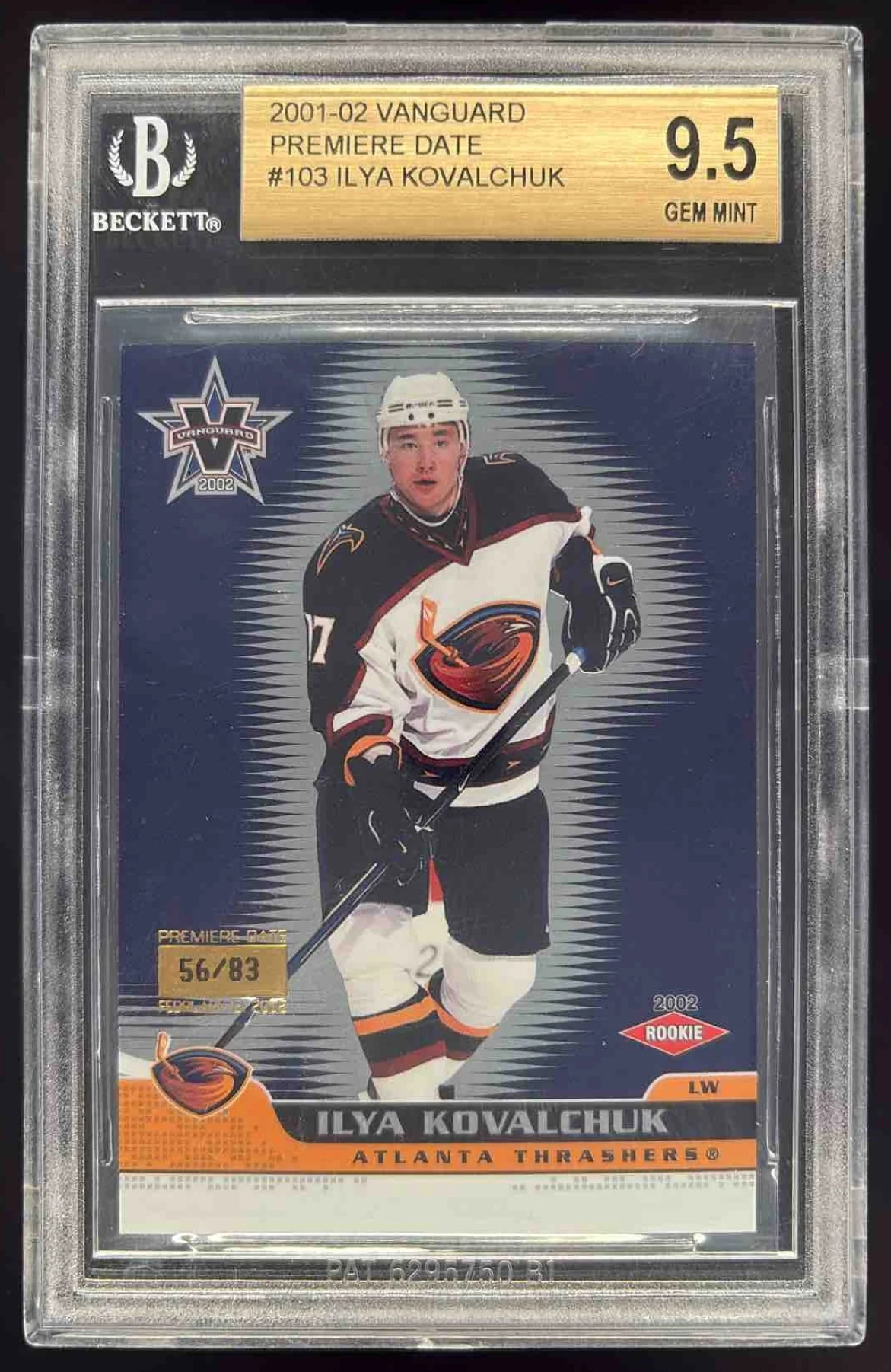2001-02 Pacific Vanguard Premiere Date #103 Ilya Kovalchuk RC /83 BGS 9.5