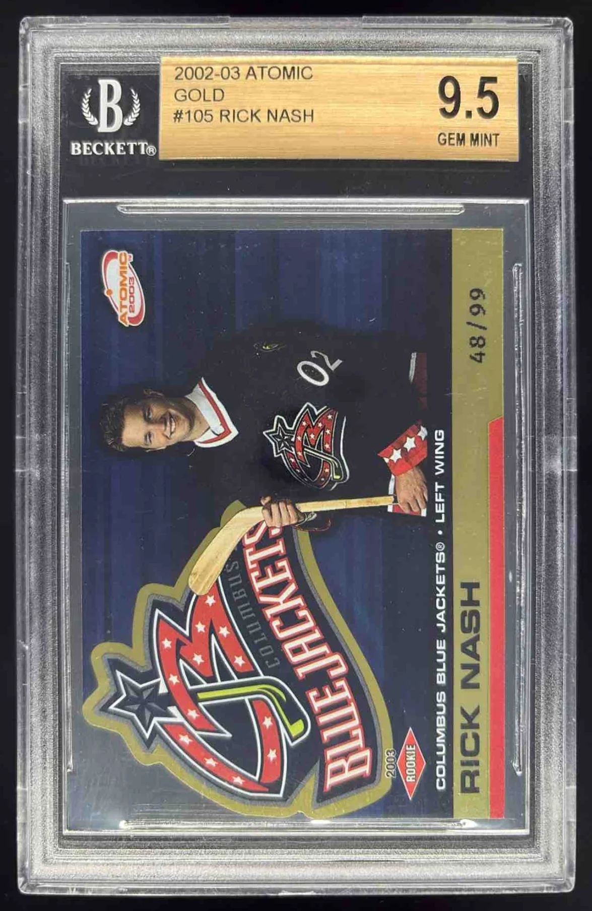 2002-03 Pacific Atomic Gold #105 Rick Nash RC /99 BGS 9.5