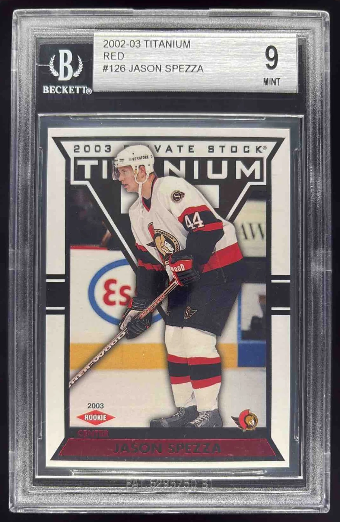2002 Pacific Private Stock Titanium Red #126 Jason Spezza Rookie RC /299 BGS 9