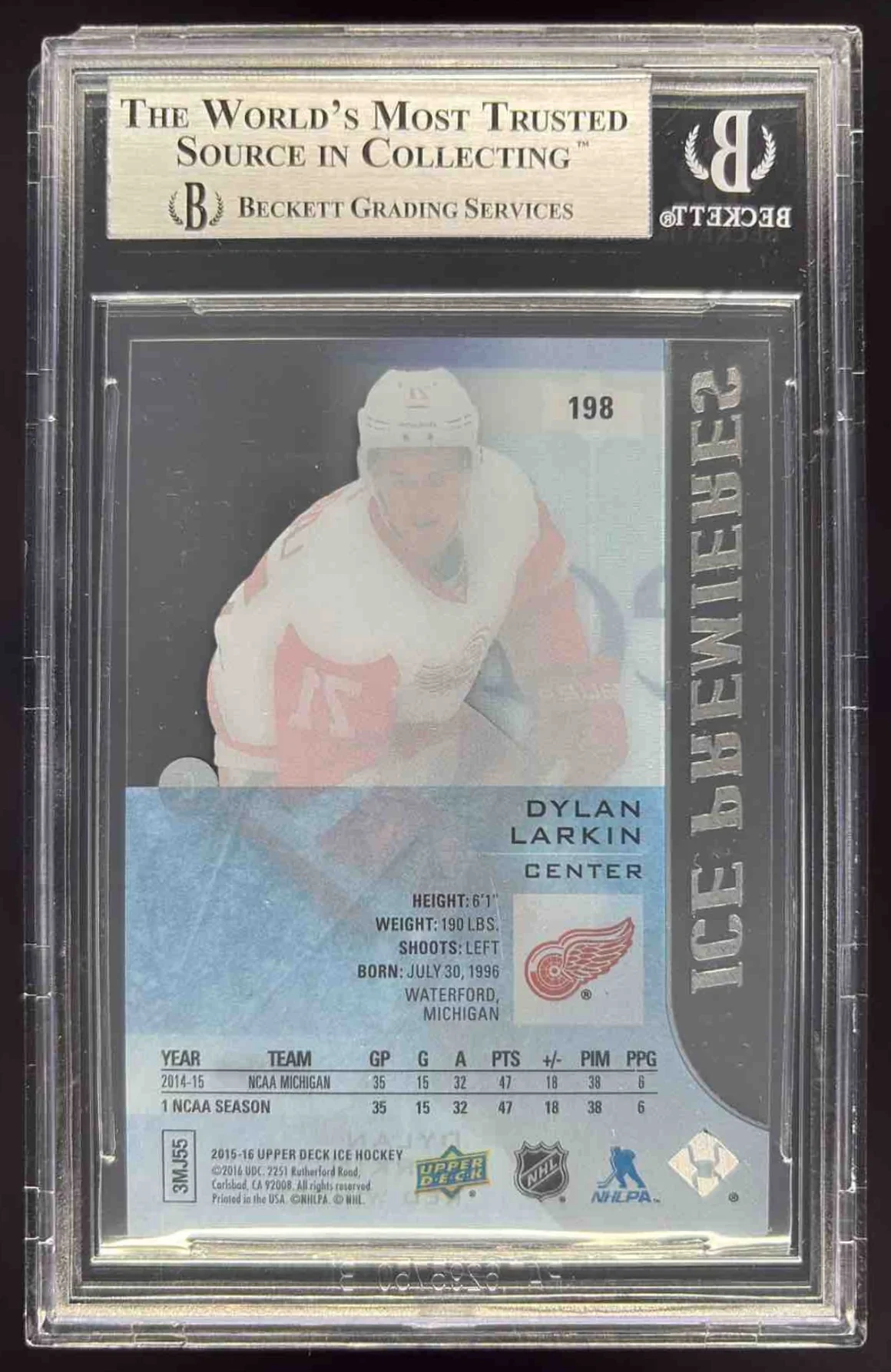 2015-16 Upper Deck Ice #198 Dylan Larkin /99 BGS 9 - Image 2