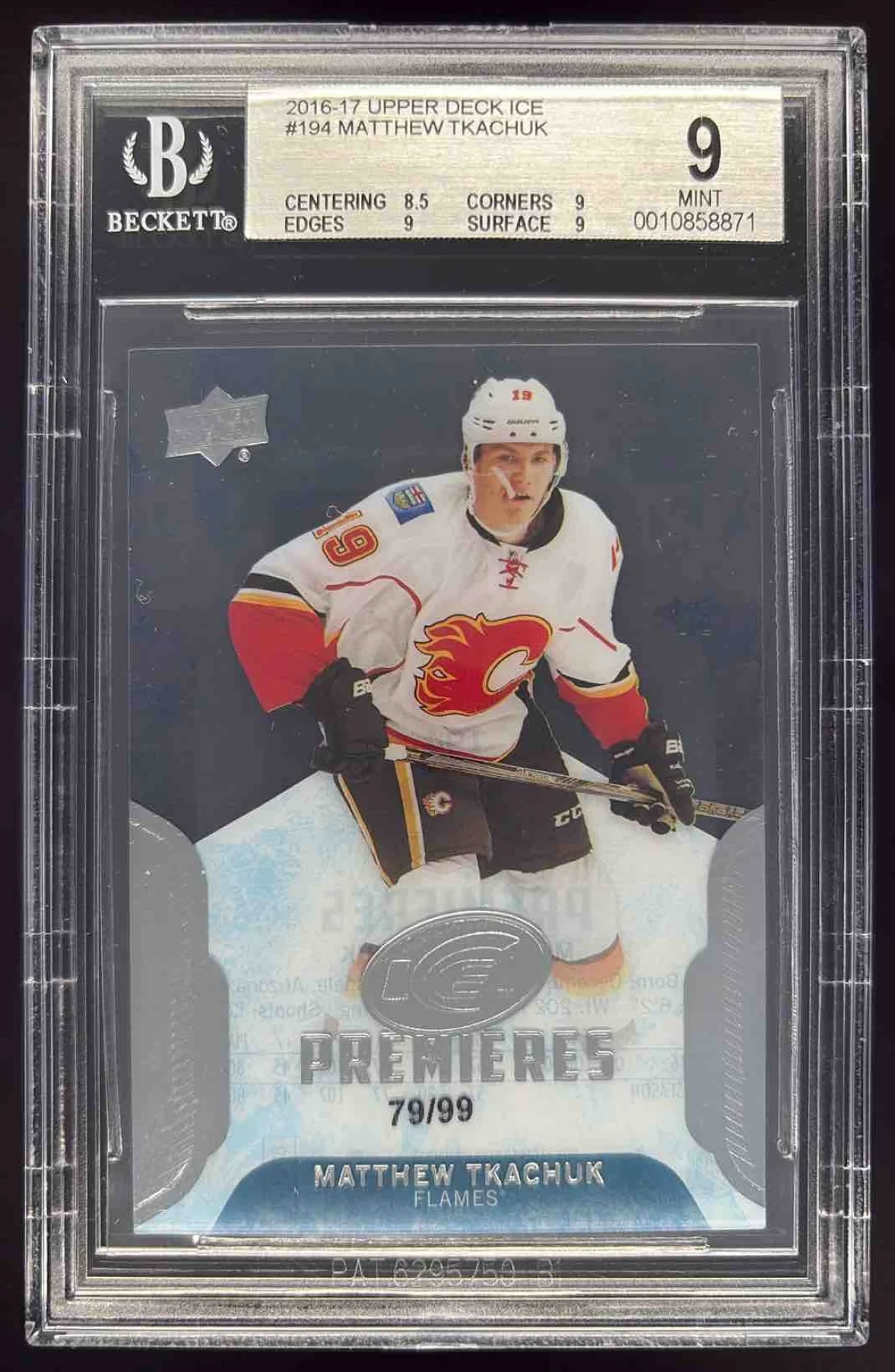 2016-17 Upper Deck Ice #194 Matthew Tkachuk RC /99 BGS 9