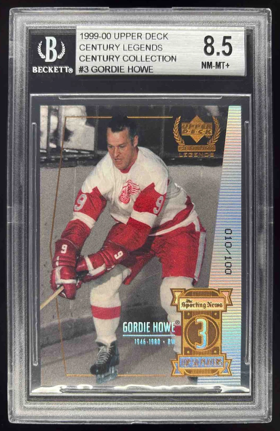1999 Upper Deck Century Legends Century Collection #3 Gordie Howe /100 BGS 8.5