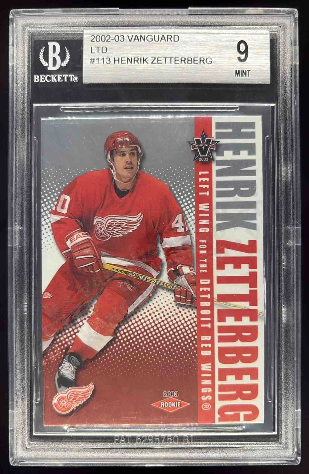 2002-03 Pacific Vanguard LTD #113 Henrik Zetterberg Rookie RC /450 BGS 9