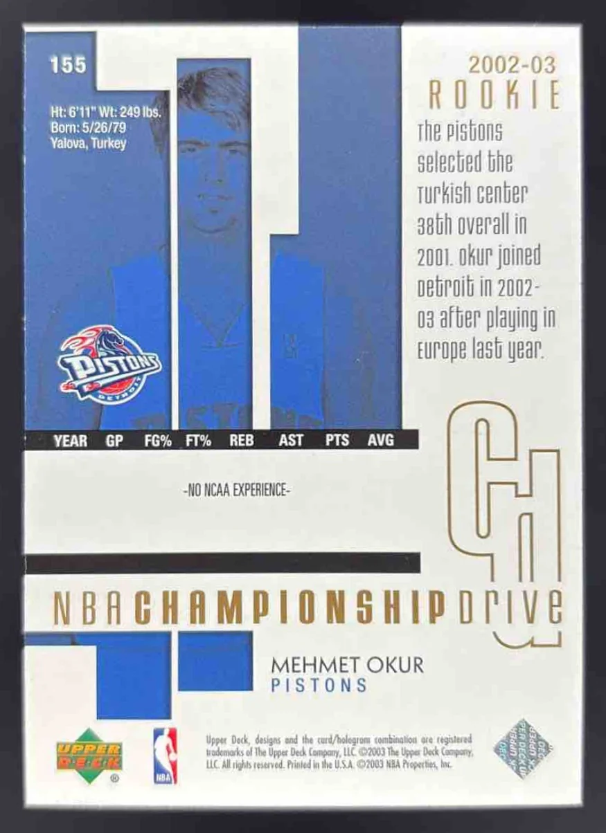 2002-03 Upper Deck Championship Drive Champion Collection Mehmet Okur RC /25 - Image 2