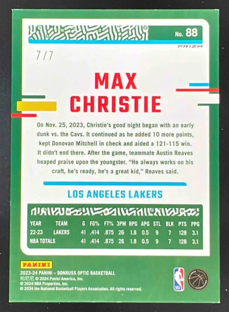 2023-24 Panini Donruss Optic Fast Break Red and Yellow Prizm #88 Max Christie /7 - Image 2
