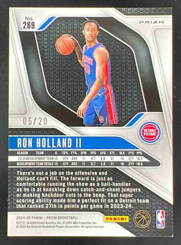 2024-25 Panini Prizm Fast Break Bronze Prizm #269 Ron Holland II RC /20 - Image 2