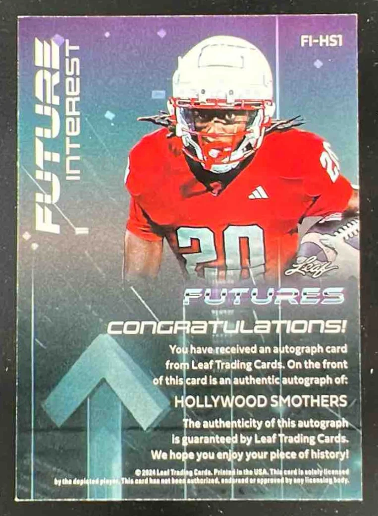 2024 Leaf Futures Multi-Sport Future Interest Gold Hollywood Smothers Auto /15 - Image 2