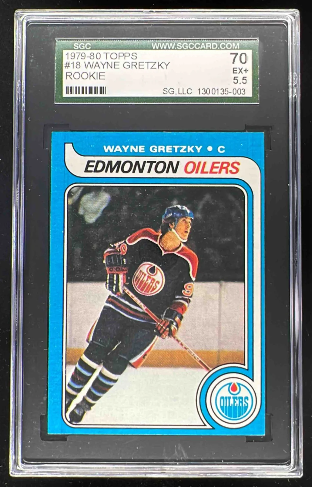 1979-80 Topps #18 Wayne Gretzky UER RC SGC 5.5