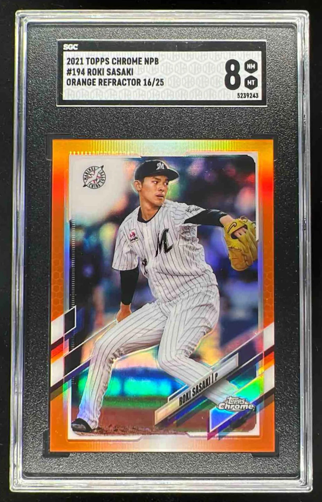 2021 Topps Chrome NPB Orange Refractor #194 Roki Sasaki /25 SGC 8