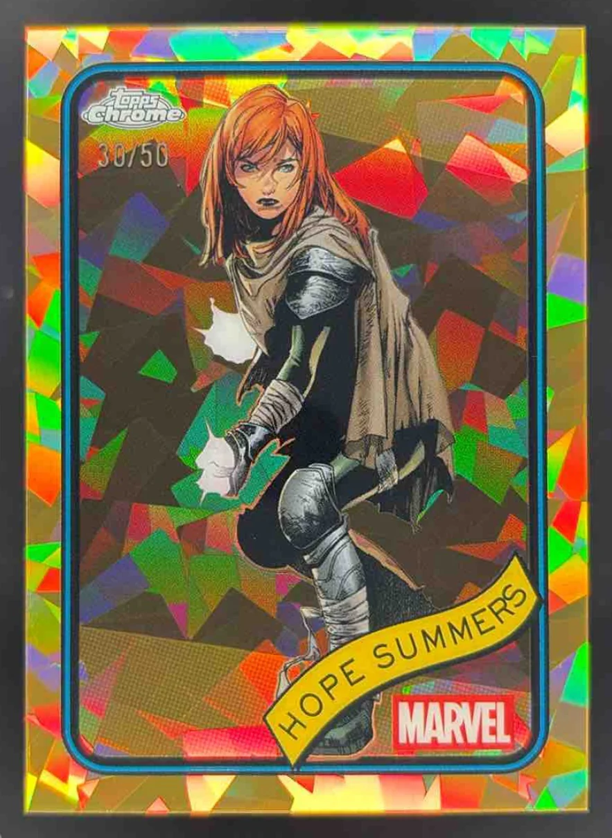 2025 Topps Chrome Marvel Sapphire Gold Sapphire Refractor #73 Hope Summers /50