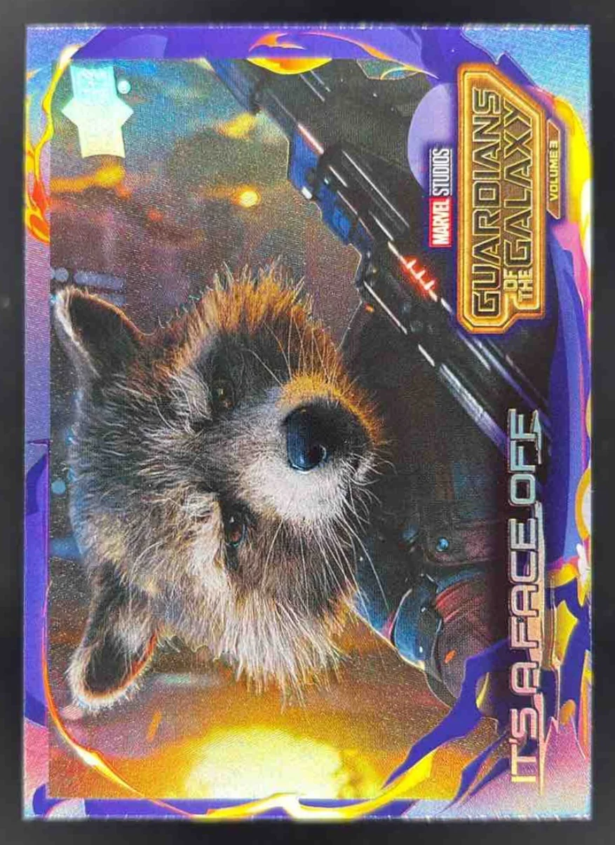 2024 Upper Deck Marvel Guardians of the Galaxy It's a Face Off Rocket's Decision