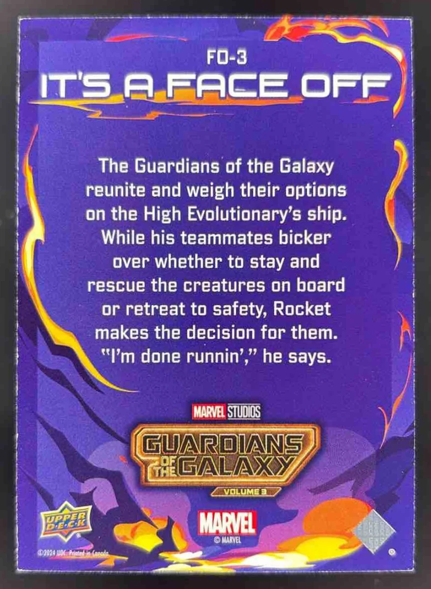 2024 Upper Deck Marvel Guardians of the Galaxy It's a Face Off Rocket's Decision - Image 2