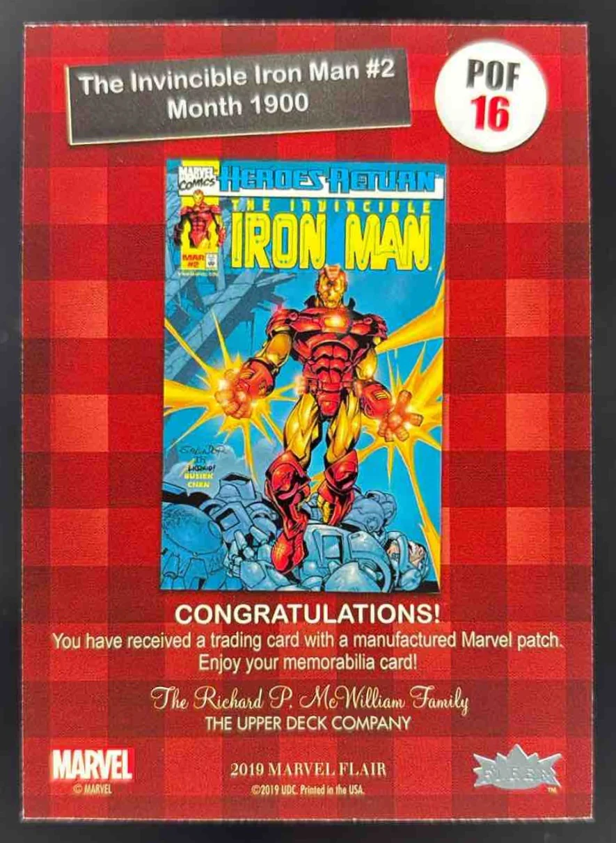 2019 Marvel Pieces of Flair Comic Corner Patches #POF16 The Invincible Iron Man - Image 2