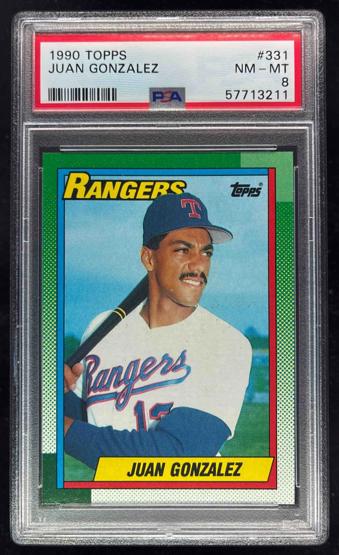 1990 Topps #331 Juan Gonzalez RC PSA 8