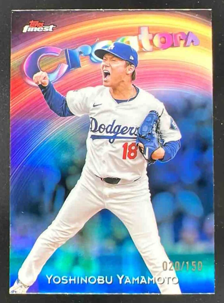 2025 Topps Finest Creators Sky Blue Refractor #C-30 Yoshinobu Yamamoto /150