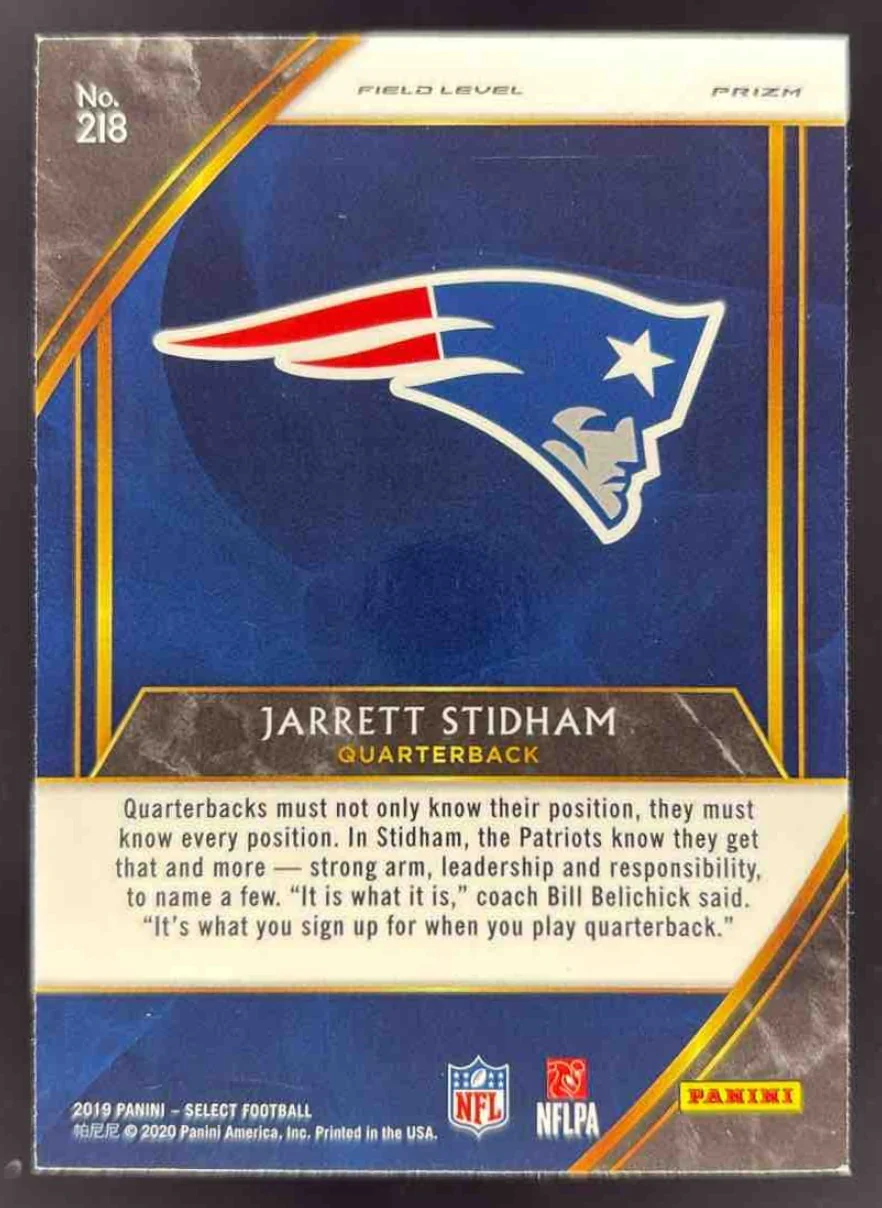 2019 Panini Select Silver Prizm #218 Jarrett Stidham RC Field Level - Image 2