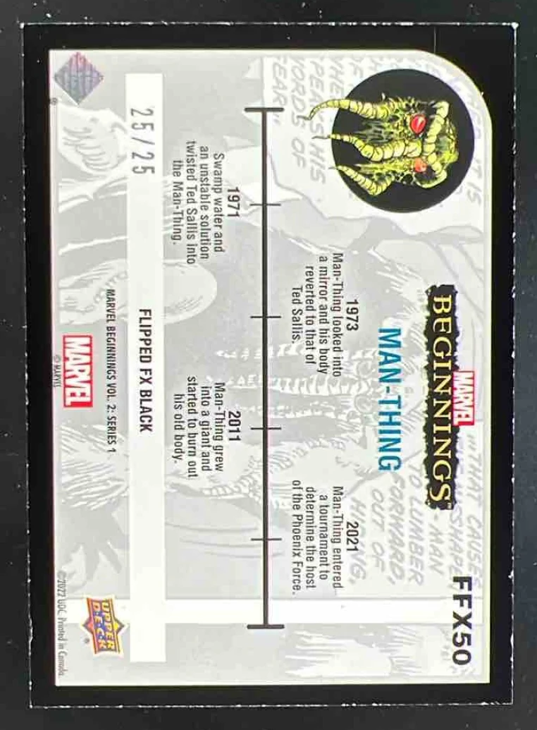 2022 Upper Deck Marvel Beginnings Flipped FX Black #FFX50 Man-Thing /25 - Image 2