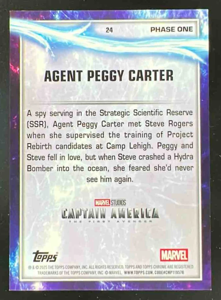 2025 Topps Chrome Marvel Studios Gold Wave Refractor #24 Agent Peggy Carter /50 - Image 2