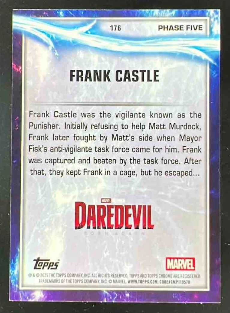 2025 Topps Chrome Marvel Studios Thor Refractor #176 Frank Castle DEBUT /99 - Image 2
