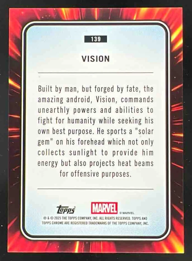 2025 Topps Chrome Marvel Human Torch Refractor #139 Vision /39 - Image 2