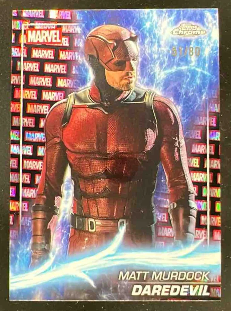 2025 Topps Chrome Marvel Studios Marvel Red and Black Lava #175 Daredevil /80