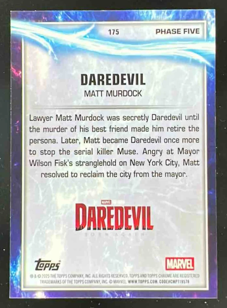 2025 Topps Chrome Marvel Studios Marvel Red and Black Lava #175 Daredevil /80 - Image 2