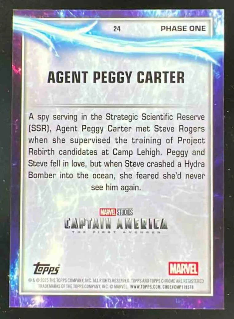 2025 Topps Chrome Marvel Studios Black Refractor #24 Agent Peggy Carter /10 - Image 2