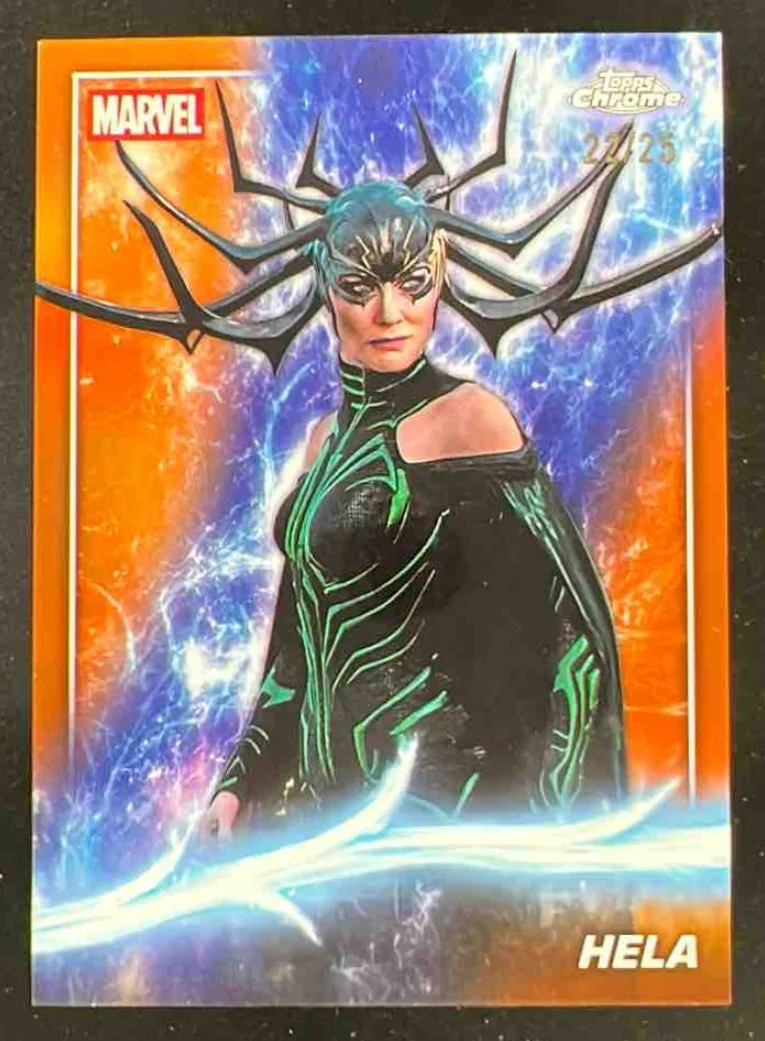 2025 Topps Chrome Marvel Studios Orange Refractor #76 Hela /25