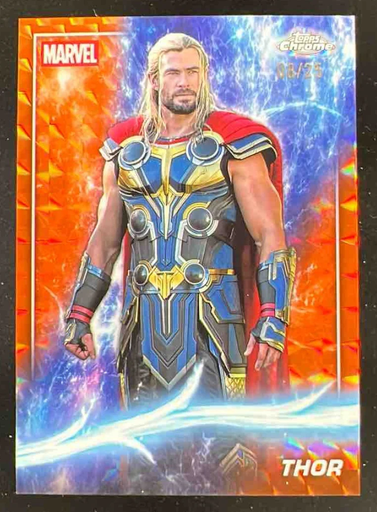 2025 Topps Chrome Marvel Studios Geometric Orange Refractor #134 Thor /25