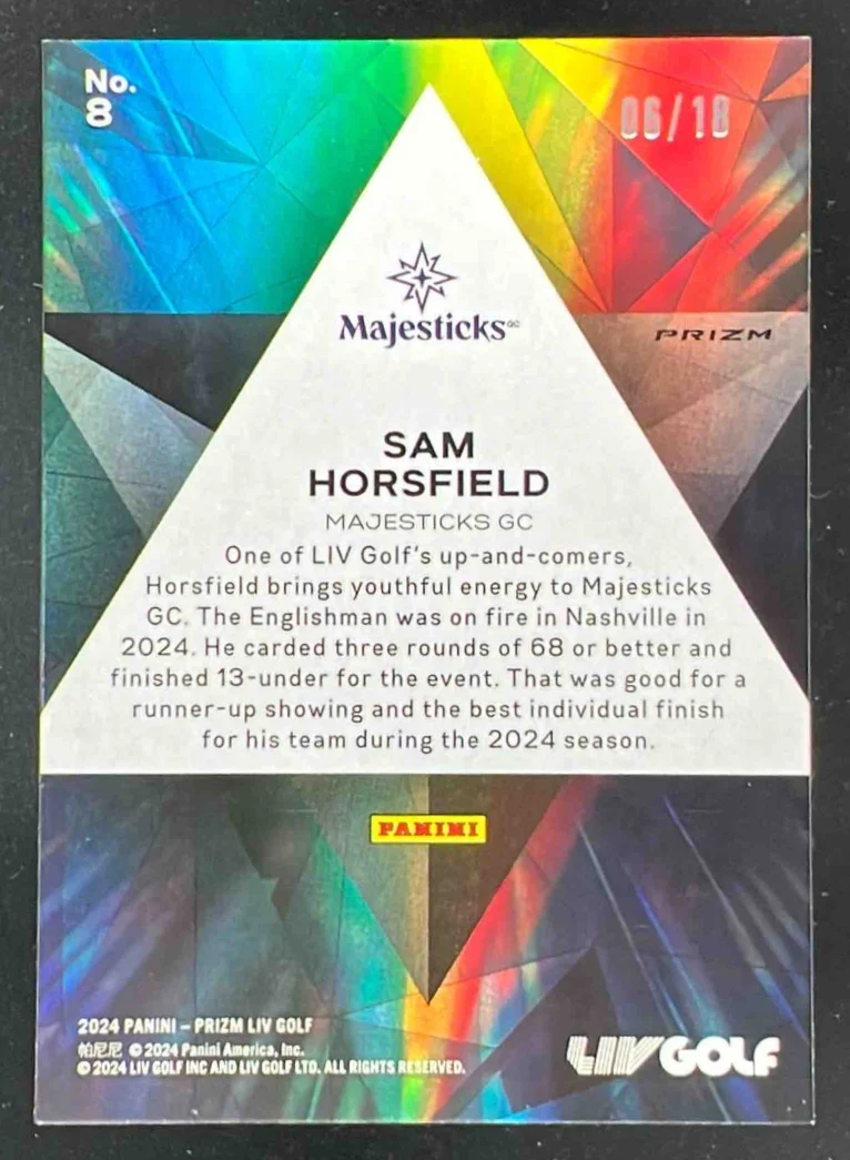2024 Panini Prizm LIV Prizmatic Green Prizms #8 Sam Horsfield /18 - Image 2