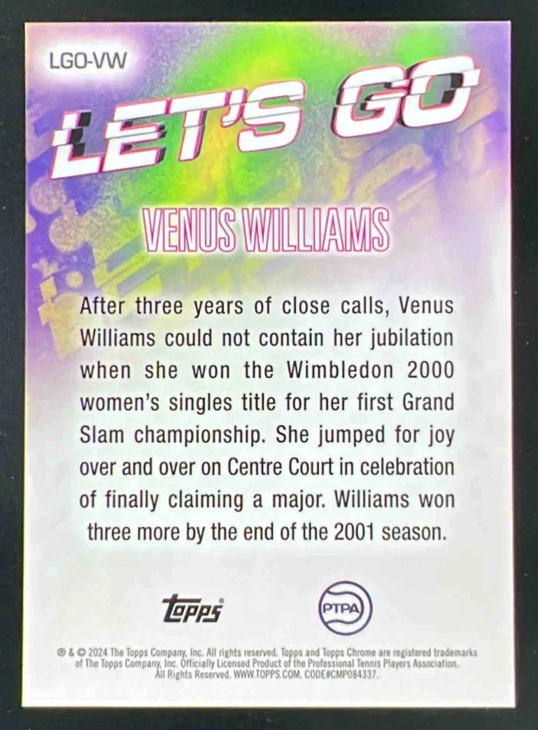 2024 Topps Chrome Let's Go! #LGO-VW Venus Williams - Image 2