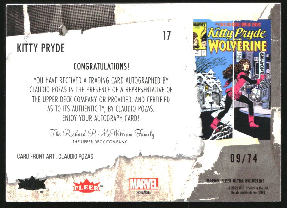 2022 Fleer Marvel Ultra Wolverine Red Foil #17 Kitty Pryde /74 - Image 2