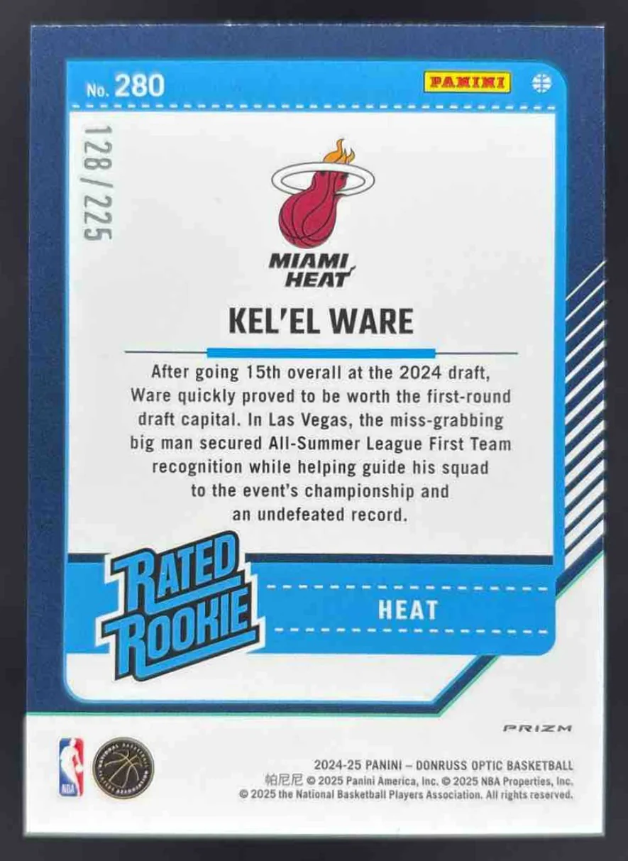 2024-25 Panini Donruss Optic Orange Shock #280 Kel'el Ware RC Rated Rookie /225 - Image 2