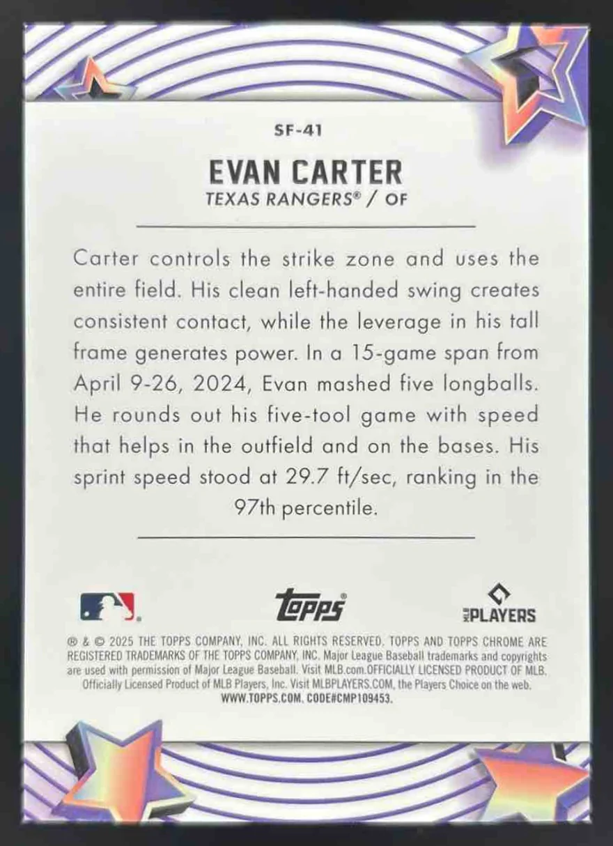 2025 Topps Cosmic Chrome Starfractor #SF-41 Evan Carter - Image 2