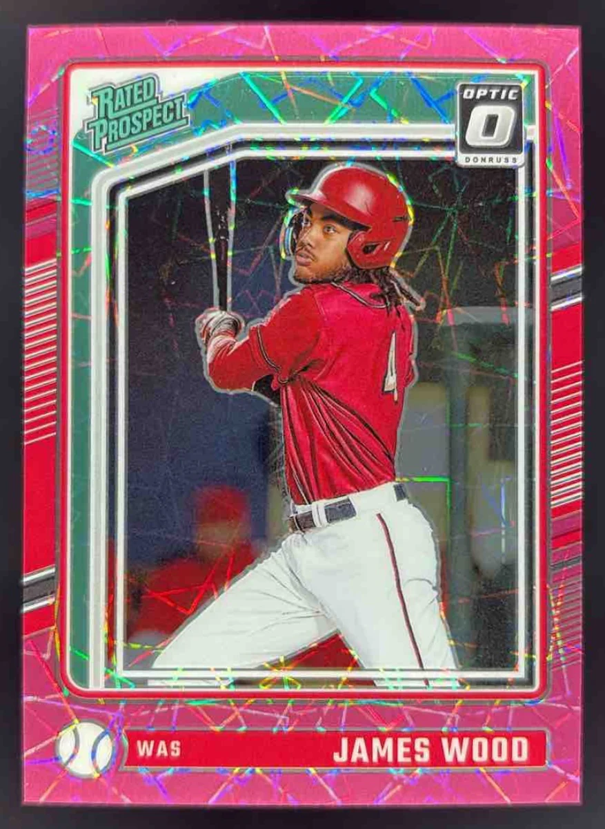 2024 Panini Donruss Optic Pink Velocity Prizm #187 James Wood Rated Prospect /79