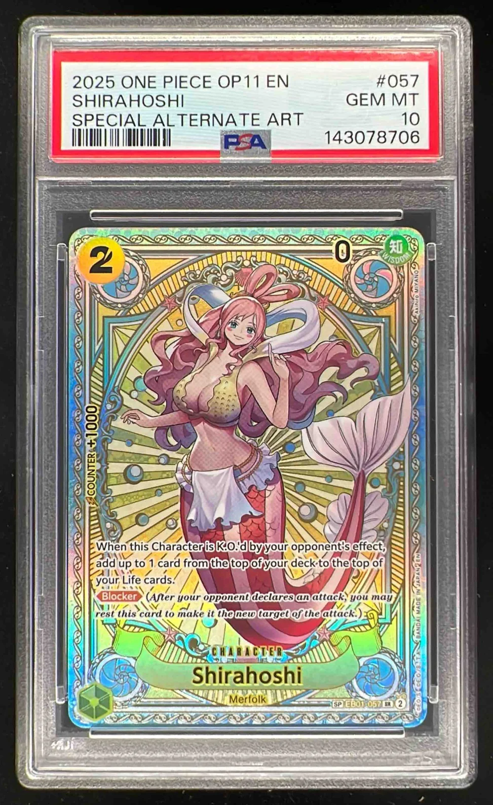 2025 One Piece OP11 EN Special Alternate Art #057 Shirahoshi PSA 10