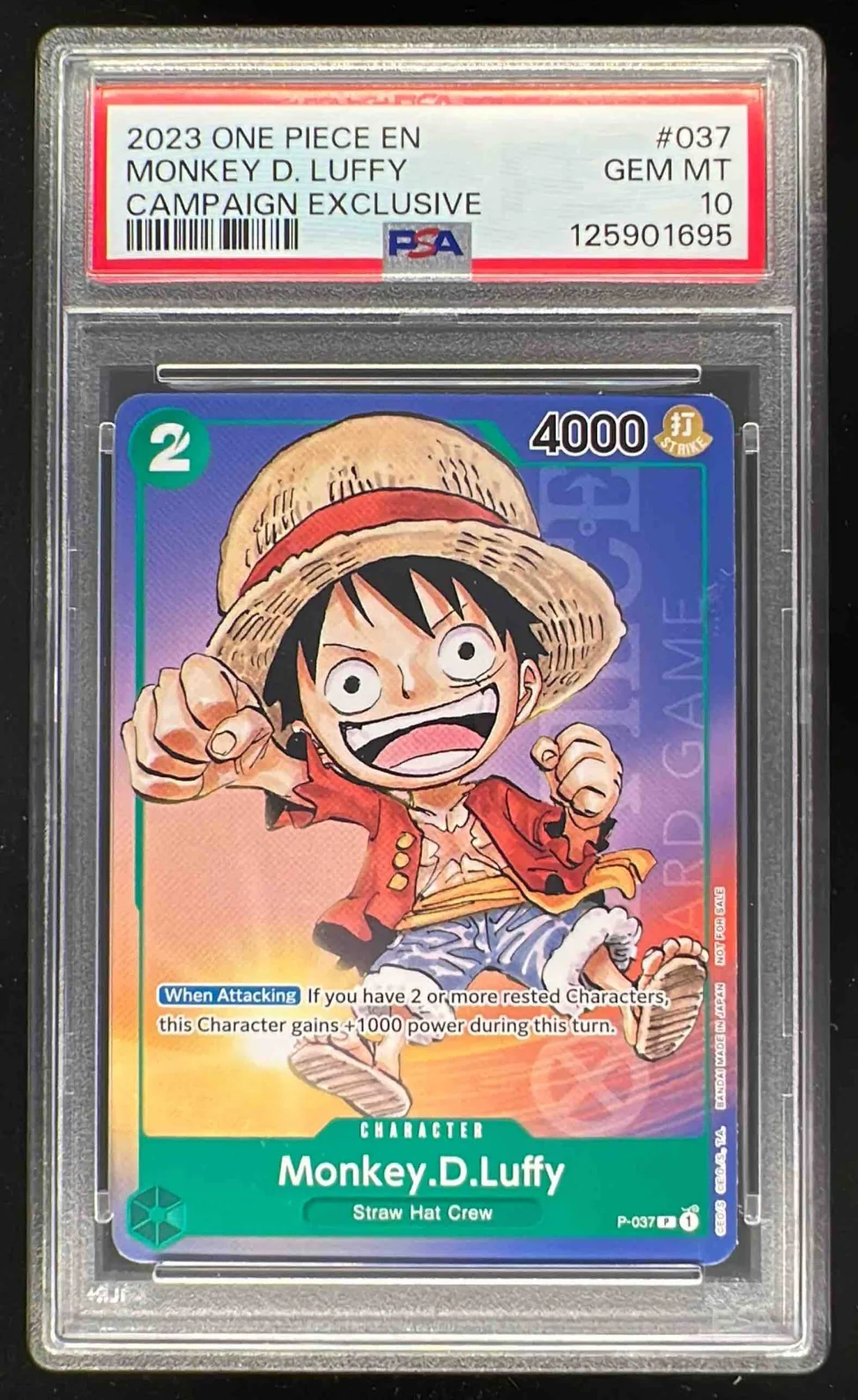2023 One Piece EN Campaign Exclusive #037 Monkey D Luffy PSA 10