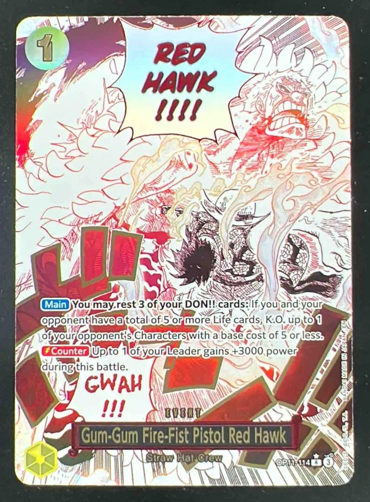 Gum-Gum Fire-Fist Pistol Red Hawk Alternate Art - A Fist of Divine Speed OP11