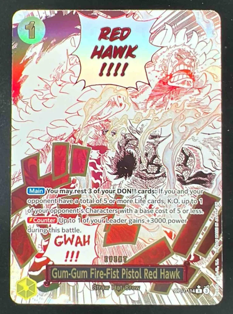 Gum-Gum Fire-Fist Pistol Red Hawk Alternate Art - A Fist of Divine Speed OP11