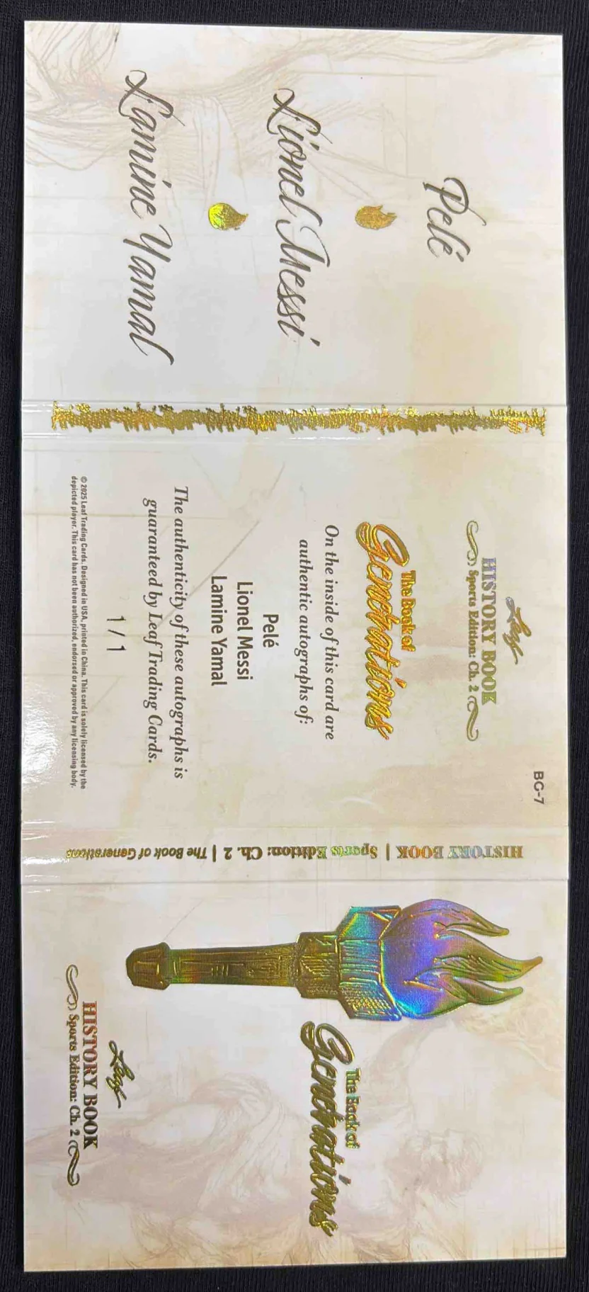 2025 Leaf History Book Generations Auto Gold Pele Lionel Messi Lamine Yamal 1/1 - Image 2