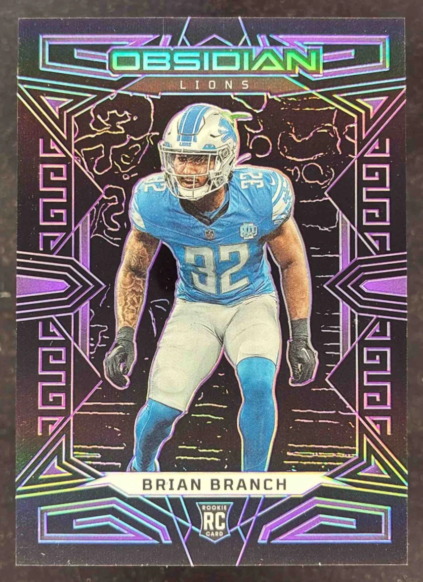 2023 Panini Obsidian Electric Etch Purple #131 Brian Branch RC /75