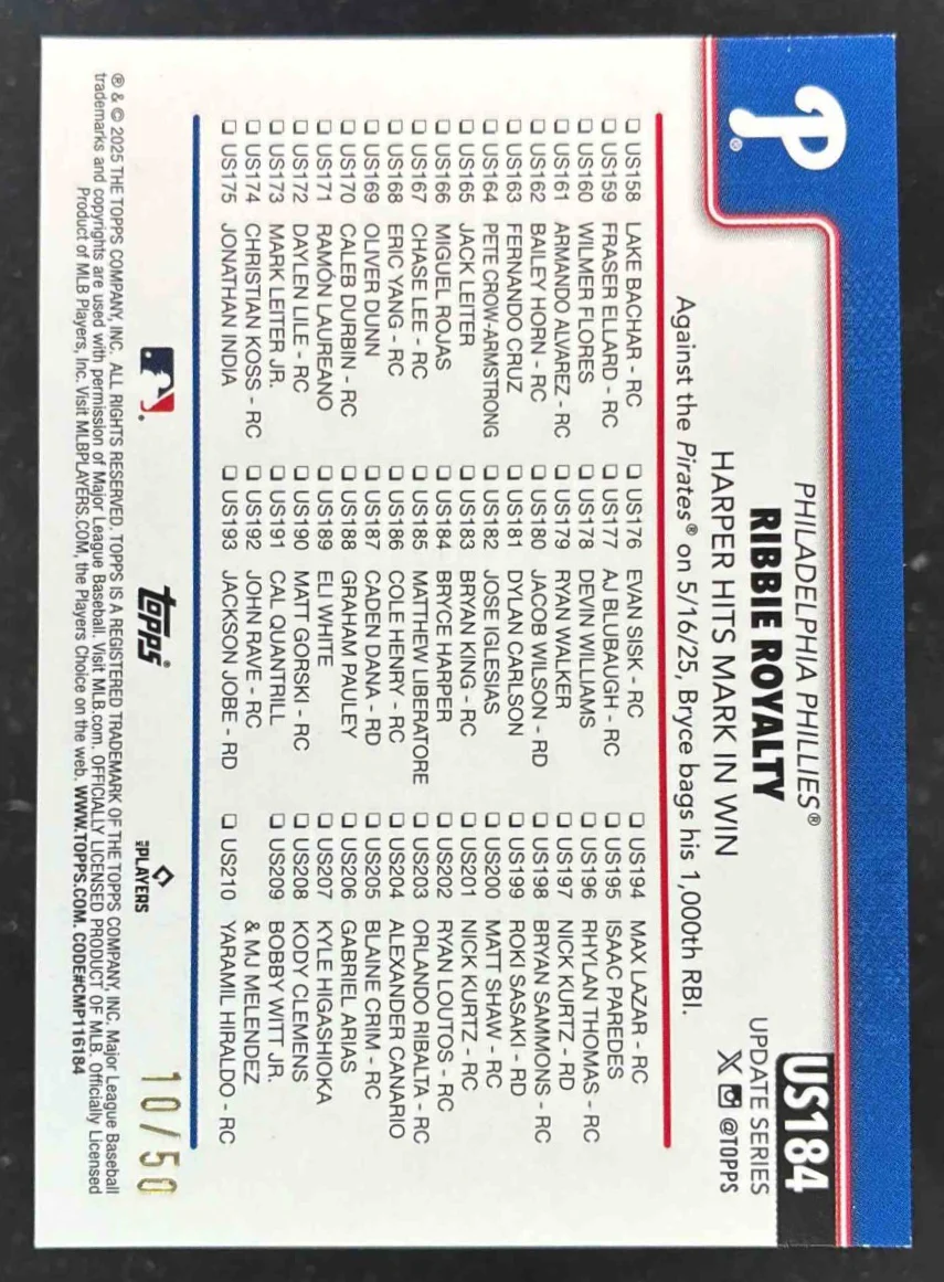2025 Topps Update Canvas #US164 Bryce Harper /50 - Image 2