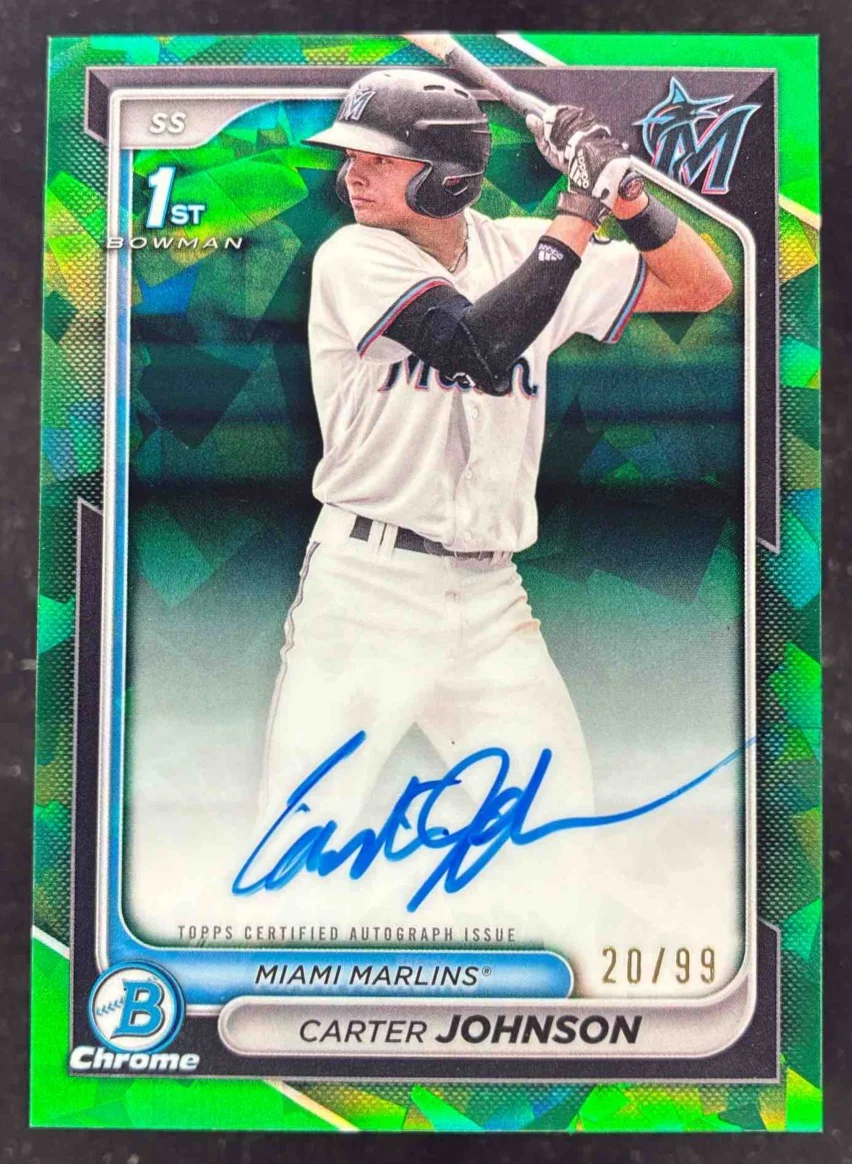 2024 Bowman Draft Sapphire Chrome Green Sapphire #CJ Carter Johnson RC Auto /99