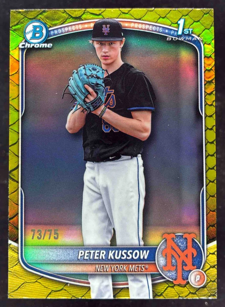 2025 Bowman Draft Chrome Yellow Reptilian Refractor #BDC-179 Peter Kussow RC /75