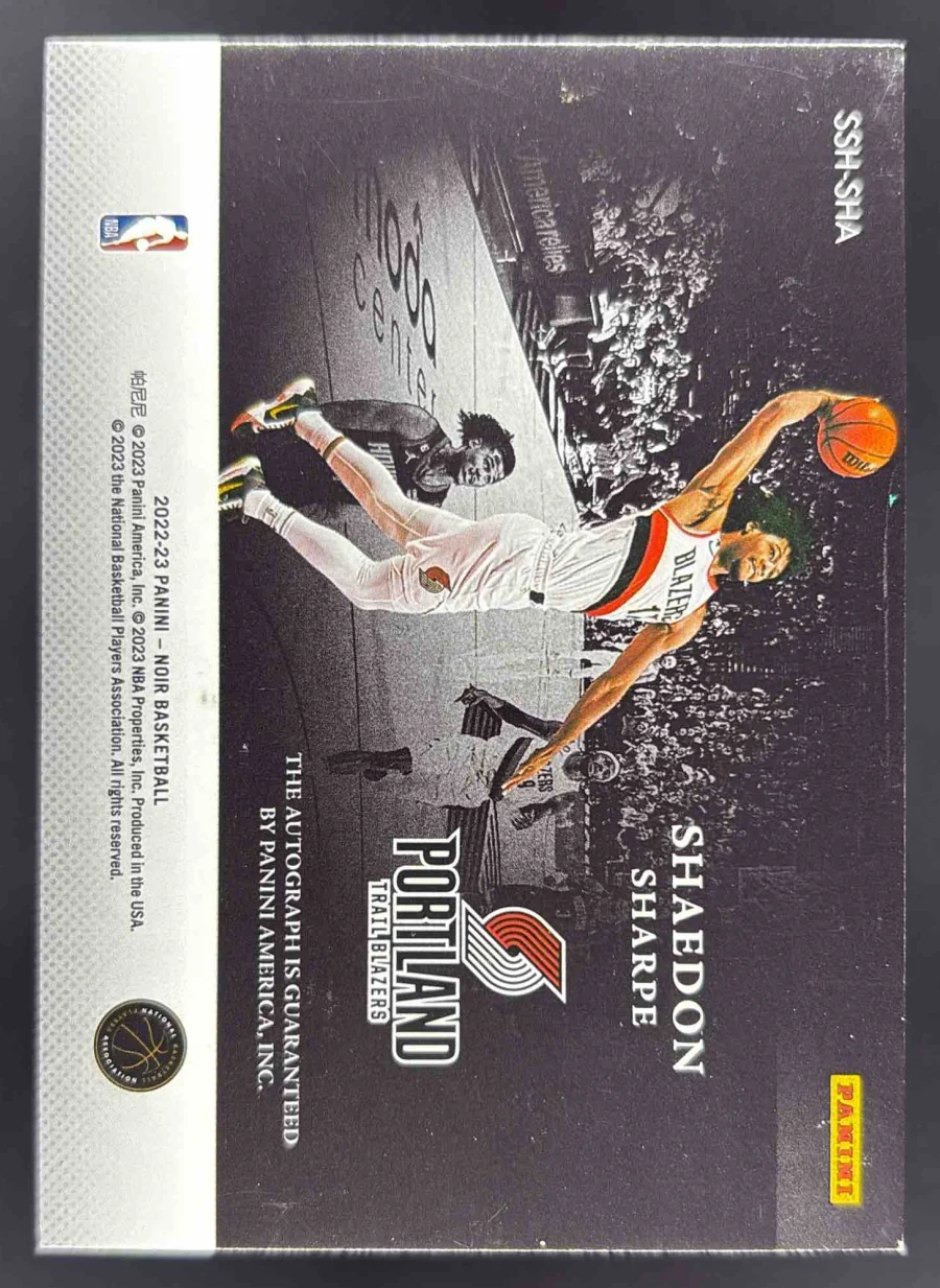2022-23 Panini Noir Spotlight Horizontal #SSH-SHA Shaedon Sharpe Auto /99 - Image 2