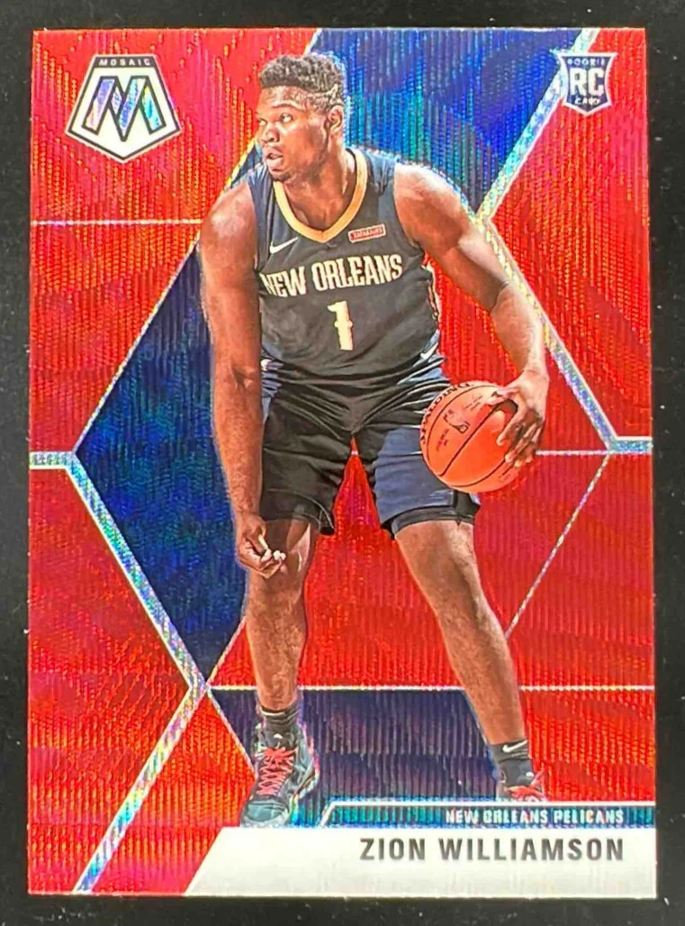2019-20 Panini Mosaic Red Wave Prizm #209 Zion Williamson RC